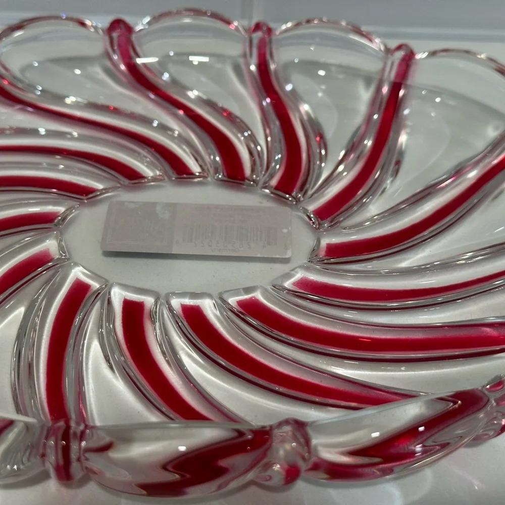 Vintage Mikasa Peppermint Red Swirl Candy Dish 9 1/2